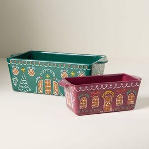 Festive Ginger Mini Loaf Pan Baking Dish in Plum-New w/Tags from Anthropologie